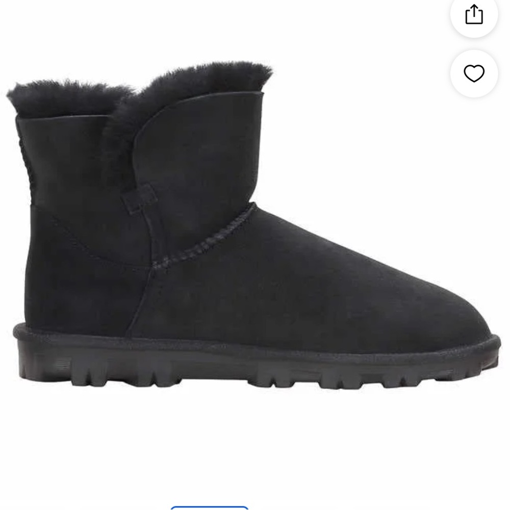 Kirkland Black Suede fur lined shearling short ankle Boot size 6